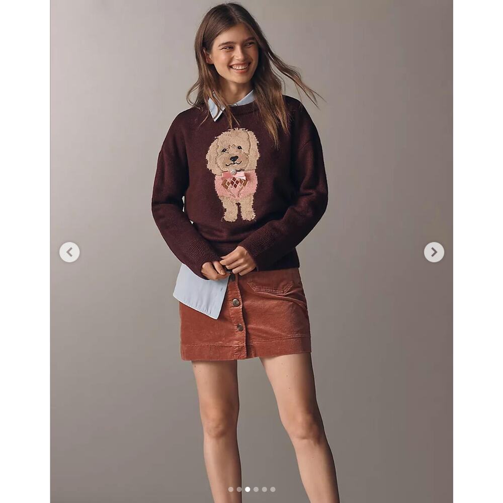 New! Anthropologie Maeve Crew-Neck Dog Icon Pullover Sweater, size S - Picture 4 of 16